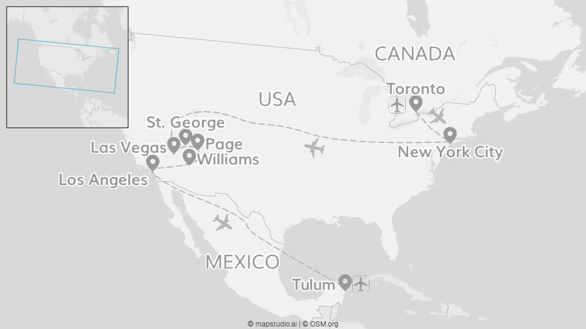 All around America: Canada, USA and Mexico